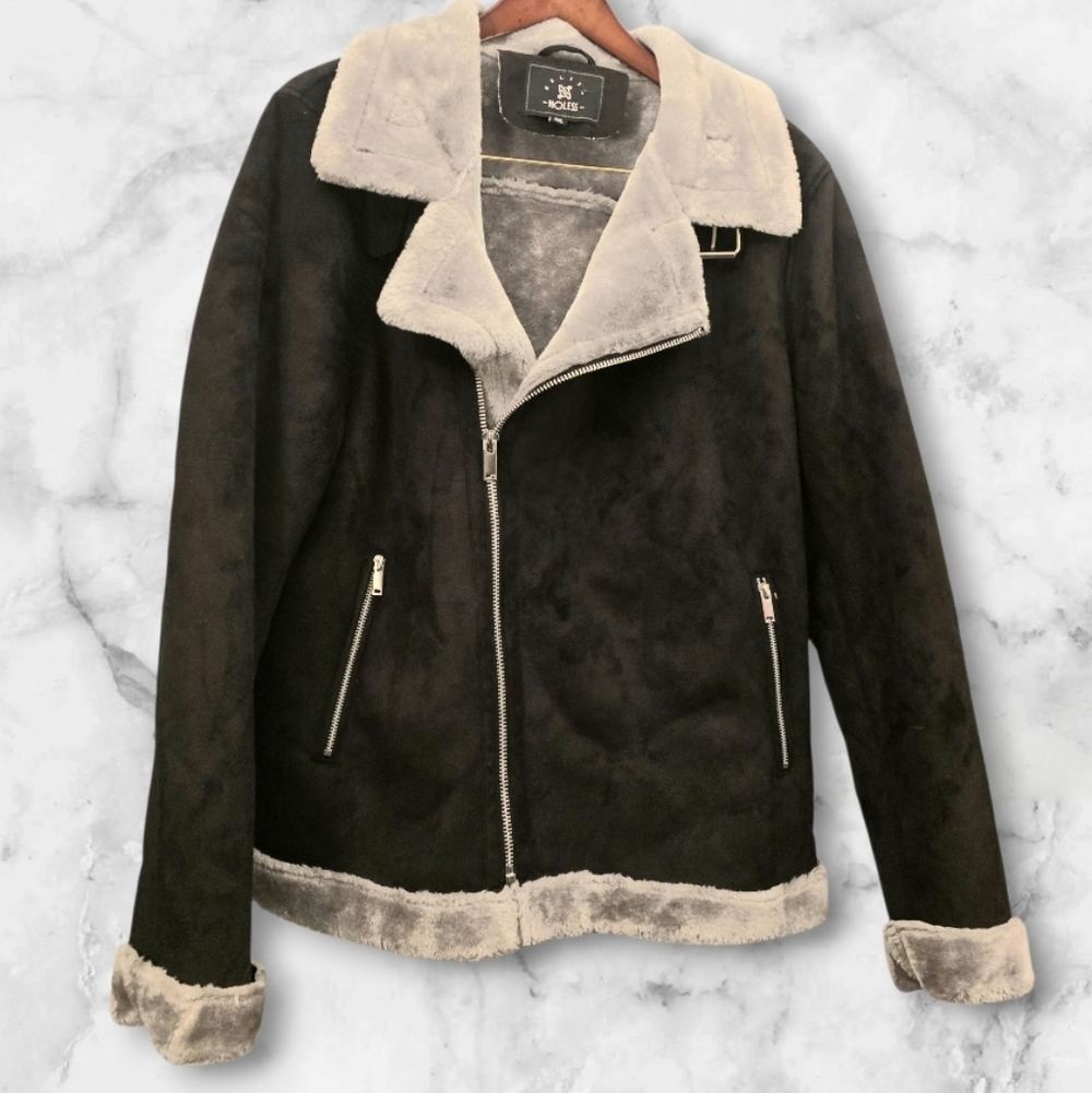 NEW Oversized Black and Gray Teddy Jacket